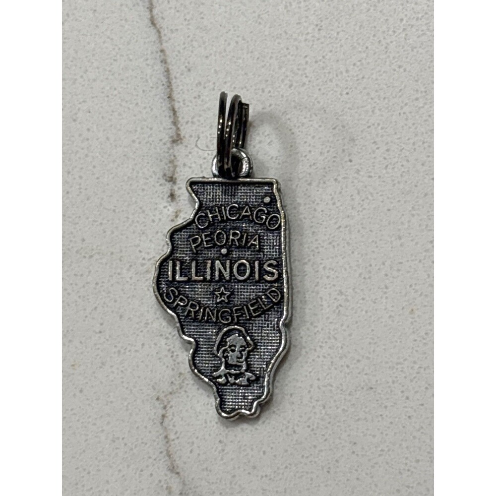 Vintage J.M.Fisher Sterling Silver State Charm from 1950's Illinois